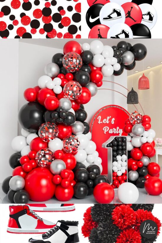 Sneaker Ball Decorations Step It Up With Red Black Silver Modern Sneaker Ball Decorations Red Black 550x825