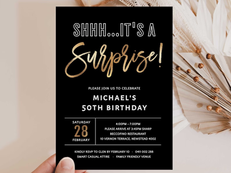 Surprise 50th Party Invitations